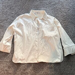 boa. Cream Button-Up Shirt Oversized - Classic Collar